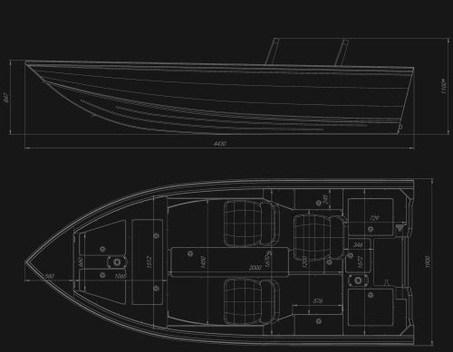 Размеры моторной лодки VIZION 440RS