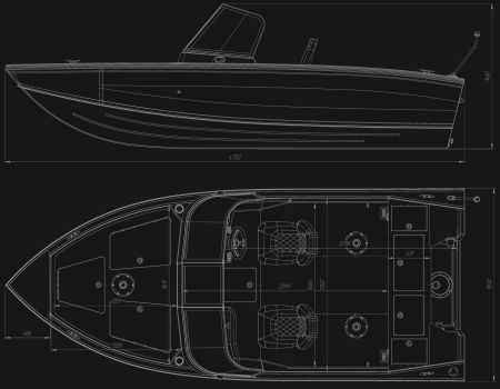 Motorboot VIZION 470s sizes