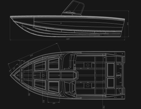 Motorboat VIZION 470 sizes
