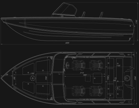 Motorboat VIZION 600 sizes
