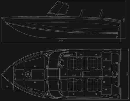 Motorlaiva VIZION 470 izmēri